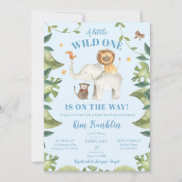 Safari Animals Boy Baby Shower Wild One Einladung