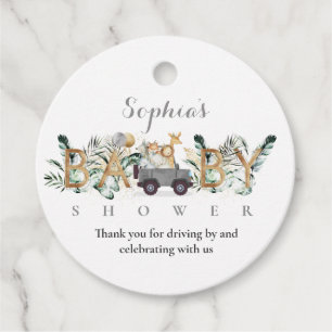 Safari Animals Drive by Baby Shower Greenerity Gol Geschenkanhänger