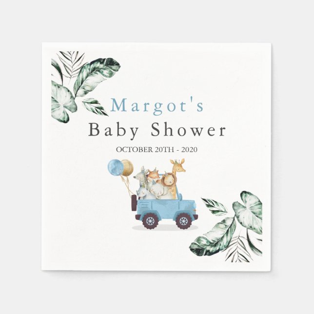 Safari Animals Drive by Baby Shower Greenerity Gol Serviette (Vorderseite)