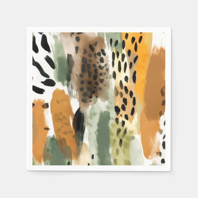 Safari Animals Fur Prints Abstrakt Modern Boho Serviette (Vorderseite)