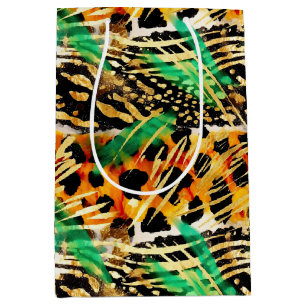 Safari Animals' Fur Prints Patterns Gorgeous Wild Mittlere Geschenktüte