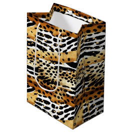Safari Animals Fur Prints Patterns Wildlife Boho Mittlere Geschenktüte