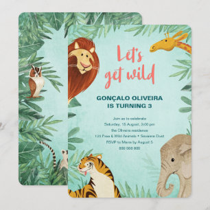 Safari Animals Geburtstag Jungle Party Boy Lasse W Einladung