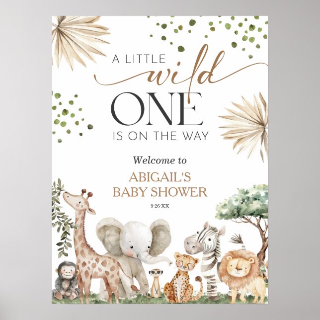 Safari Animals Gender Neutral Baby Shower Welcome  Poster (Vorne)