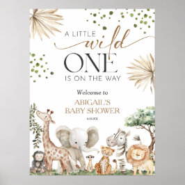 Safari Animals Gender Neutral Baby Shower Welcome  Poster
