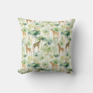 Safari Animals - Giraffen Watercolor Green Beige Kissen