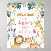 Safari Animals Girl Geburtstag Begrüßungstabszeich