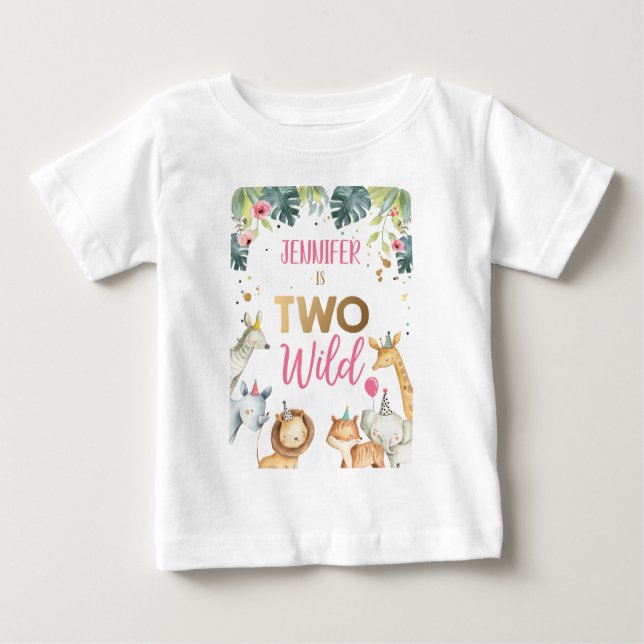 Safari Animals Girl Geburtstag T - Shirt Wildes Ki (Vorderseite)