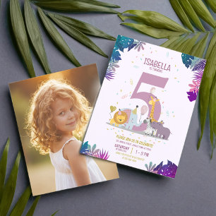 Safari Animals Girls Budget Foto Geburtstag Einlad