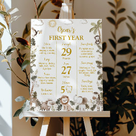 Safari Animals Jungle 1st Birthday Milestone Sign Poster