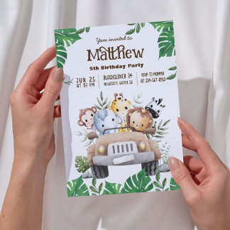 Safari Animals | Jungle Animal Birthday Party Einladung