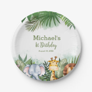 Safari Animals Jungle Geburtstag Personalisiertes Pappteller