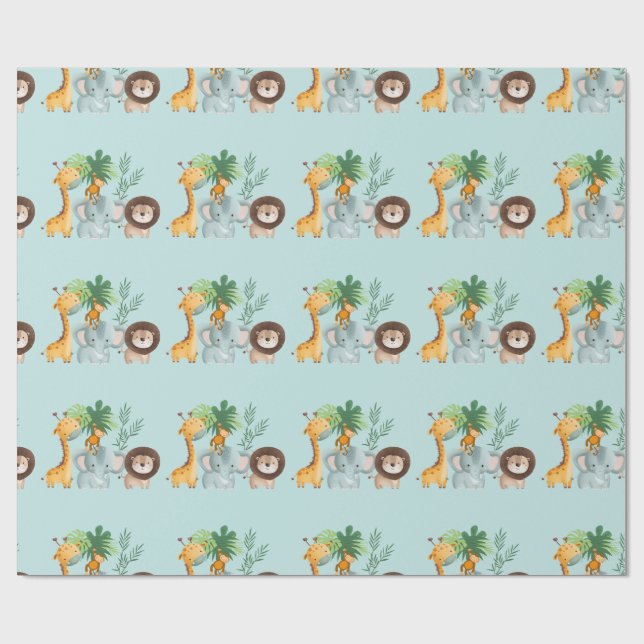 Safari Animals jungle Tropical  Geschenkpapier (Flach)