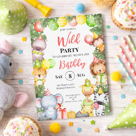 Safari Animals Kids Party Einladung