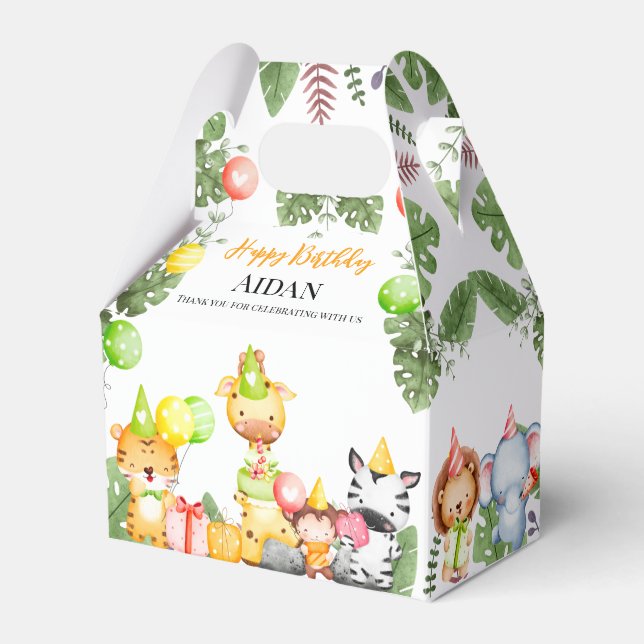 Safari Animals Kids Party Geschenkschachtel (Vorderseite)