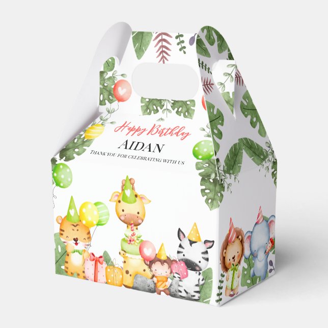 Safari Animals Kids Party Geschenkschachtel (Vorderseite)