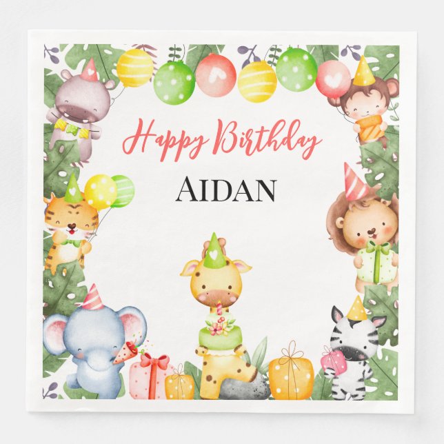 Safari Animals Kids Party Serviette (Vorderseite)