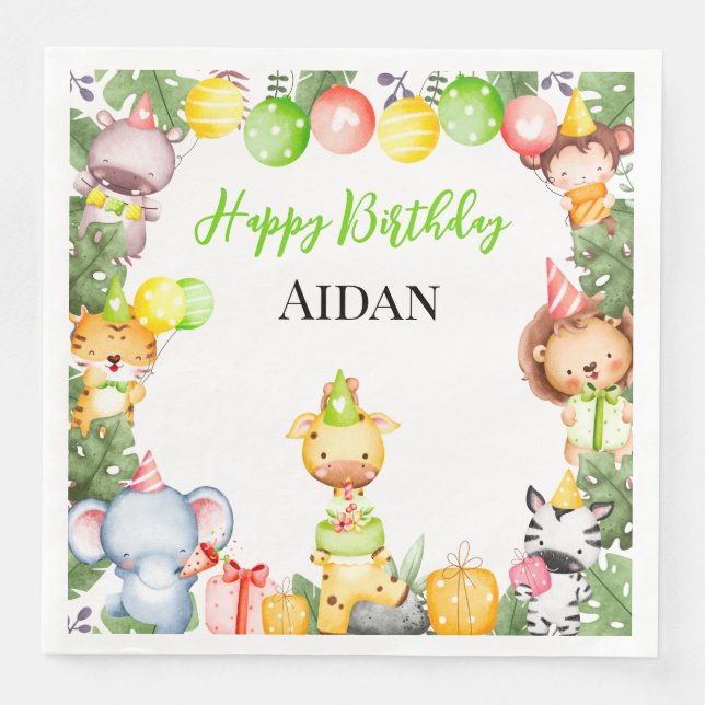 Safari Animals Kids Party Serviette (Vorderseite)