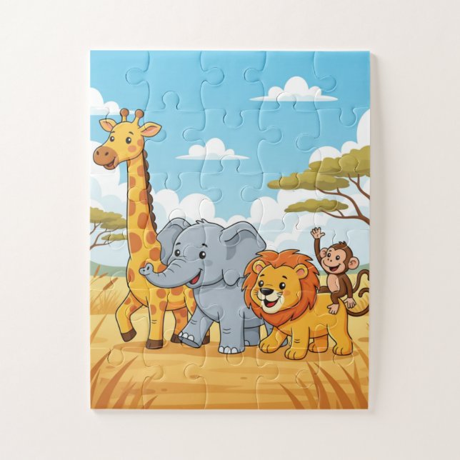 Safari Animals Kids Puzzle | Elephant Giraffe Lion (Vertikal)