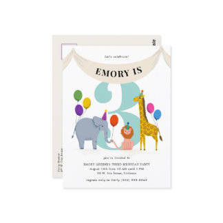 Safari Animals Kindergeburtstag Party Postkarte