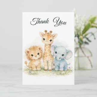 Safari Animals Lion Giraffe Elephant Blue Boy Einladung