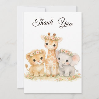 Safari Animals Lion Giraffe Elephant Pink Girl Einladung