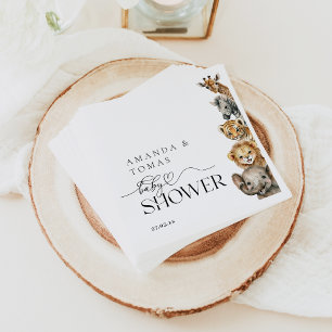 Safari Animals Moderne Babydusche QR-Code Serviette