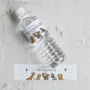 Safari Animals Moderne Babydusche Wasserflaschenetikett