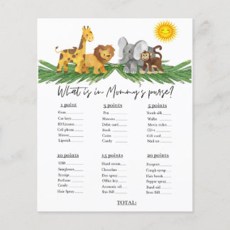 Safari Animals Mummy's Purse Baby Shower Game