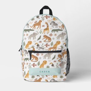 Safari Animals Muster Blue Boy Bedruckter Rucksack