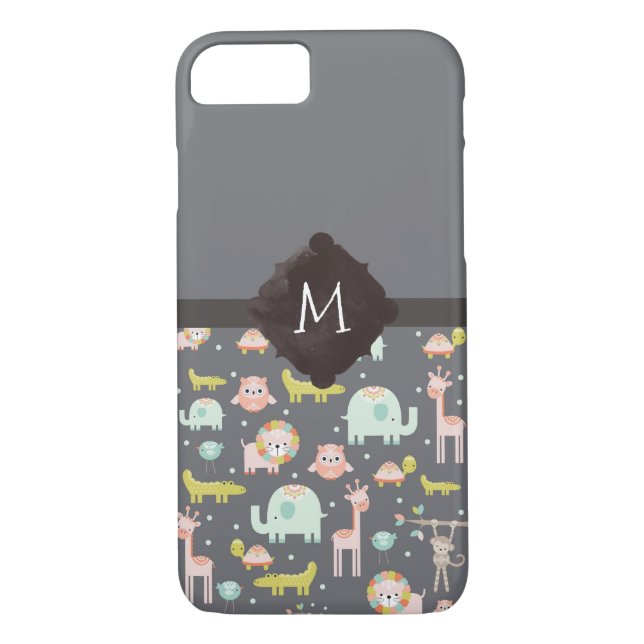 Safari Animals Muster Kinderzimmer Art Monogram Case-Mate iPhone Hülle (Rückseite)