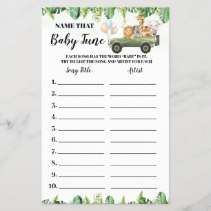 Safari Animals Name Baby Tune Showspielkarte Flyer