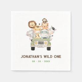 Safari Animals Napkins - Junge 1. Wild 1 Geburtsta Serviette