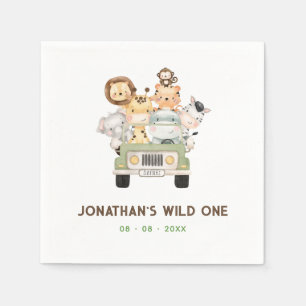 Safari Animals Napkins - Junge 1. Wild 1 Geburtsta Serviette
