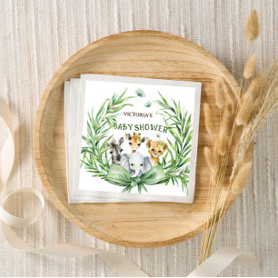 Safari Animals Niedlich Bow Baby Dusche Serviette