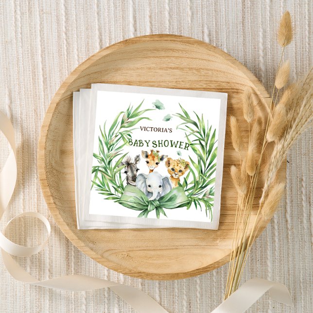 Safari Animals Niedlich Bow Baby Dusche Serviette (Von Creator hochgeladen)