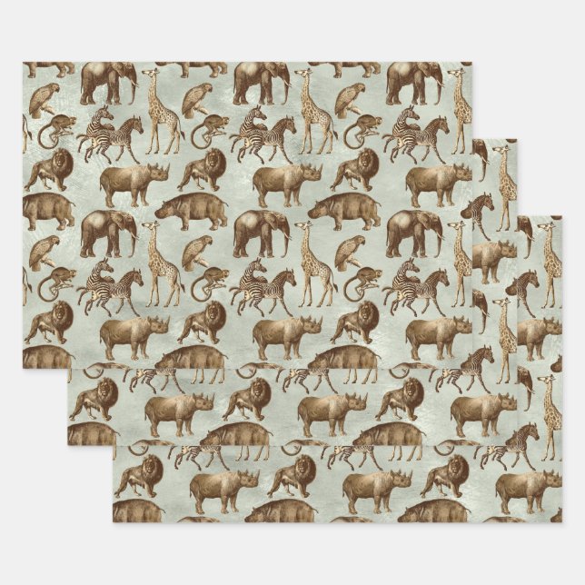 Safari Animals on Light Green Geschenkpapier Set (Set)