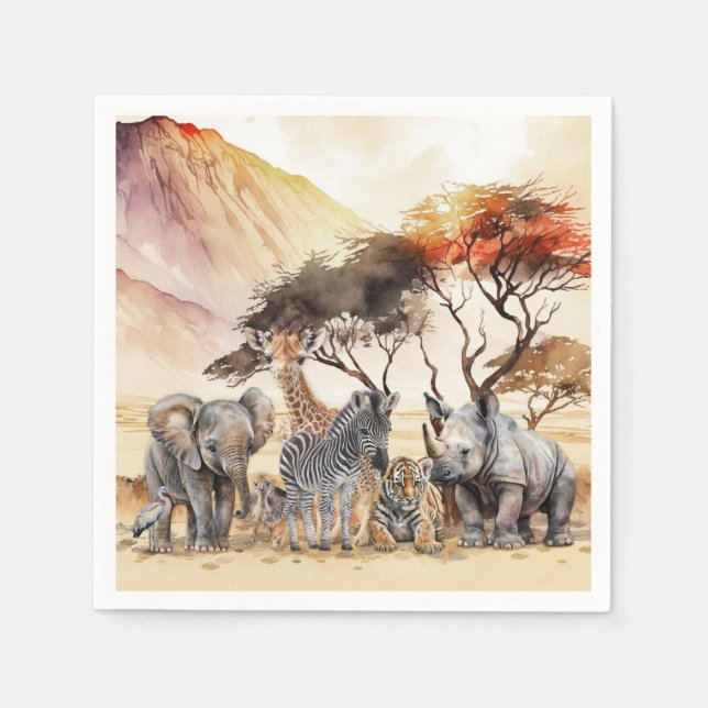 Safari Animals Party Napkins Serviette (Vorderseite)