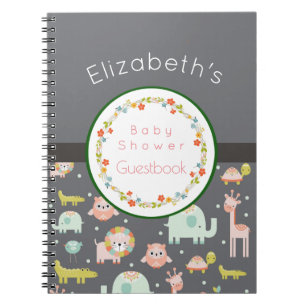 Safari Animals Pattern Baby Showbook Notizblock