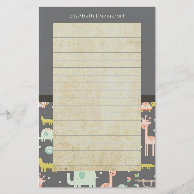 Safari Animals Pattern - Kinderzimmer Art Lined Briefpapier (Vorderseite)