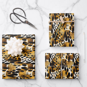 Safari Animals' Pelzdruckmuster Muster Exotic Mode Geschenkpapier Set