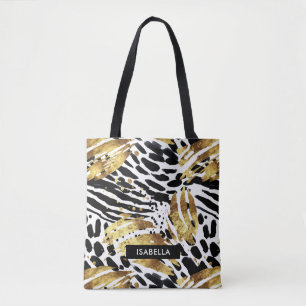 Safari Animals' Pelzdruckmuster Muster Gold und Sc