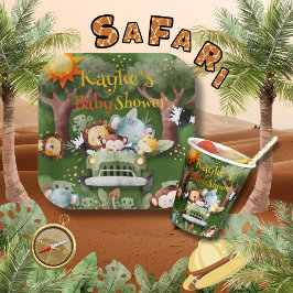 Safari Animals Personalisiert Baby Dusche Pappteller