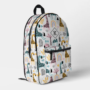 Safari Animals & Pflanze, Boho-Regenbogenmuster Bedruckter Rucksack