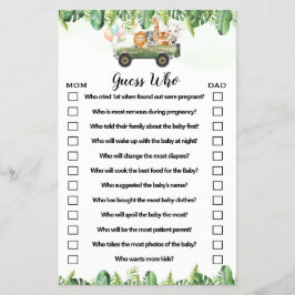 Safari Animals Ratet, wer Baby Duschspielkarte hat Flyer