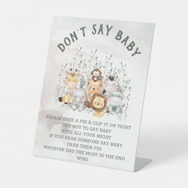 Safari Animals Say Baby Shower Game Sockelschild (Vorderseite)