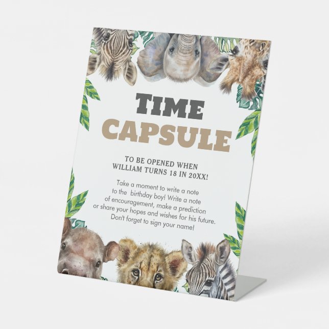 Safari Animals Time Capsule Sockelschild (Vorderseite)