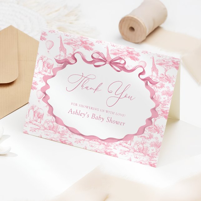 Safari Animals Toile de Jouy Baby Dusche Vielen Da Dankeskarte (Von Creator hochgeladen)