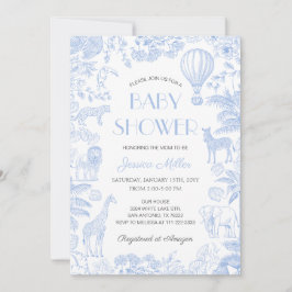 Safari Animals Toile De Jouy Boy Baby Dusche Einladung