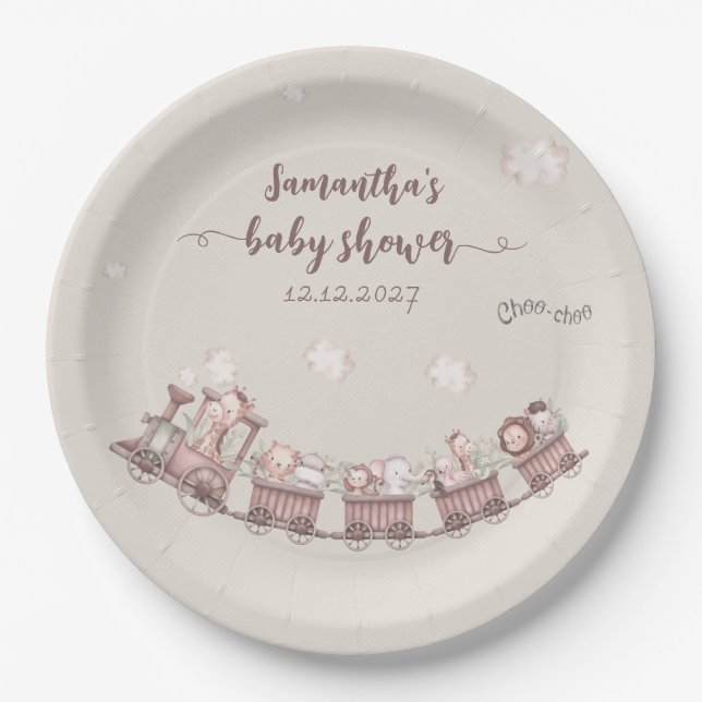 Safari Animals Train Pappteller (Vorderseite)